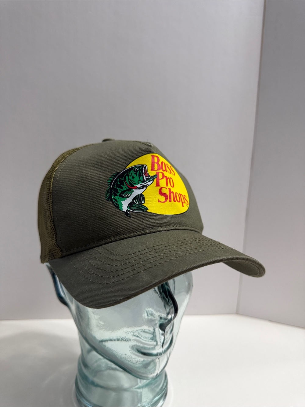 Bass Pro Shops Olive Trucker Hat with Mesh Back Snapback Cap